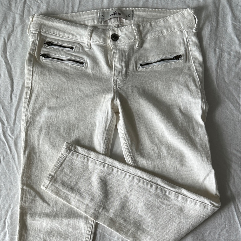 Y2K 2007 Hollister White Skinny Jeans with Front Zip Pockets